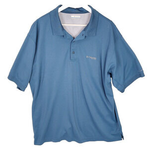 Columbia PFG Shirt Mens 1X Blue Short Sleeve Perfect Cast Polo Mesh Vent Logo